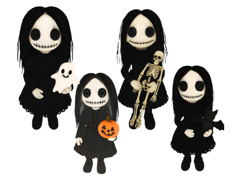 귀여운 고딕 인형 컬렉션 3D 모델