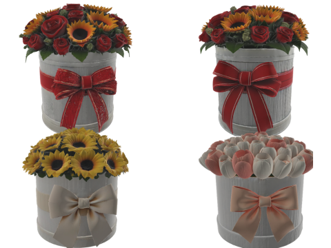 Dekoratives Blumenarrangement-Paket 3D Modell