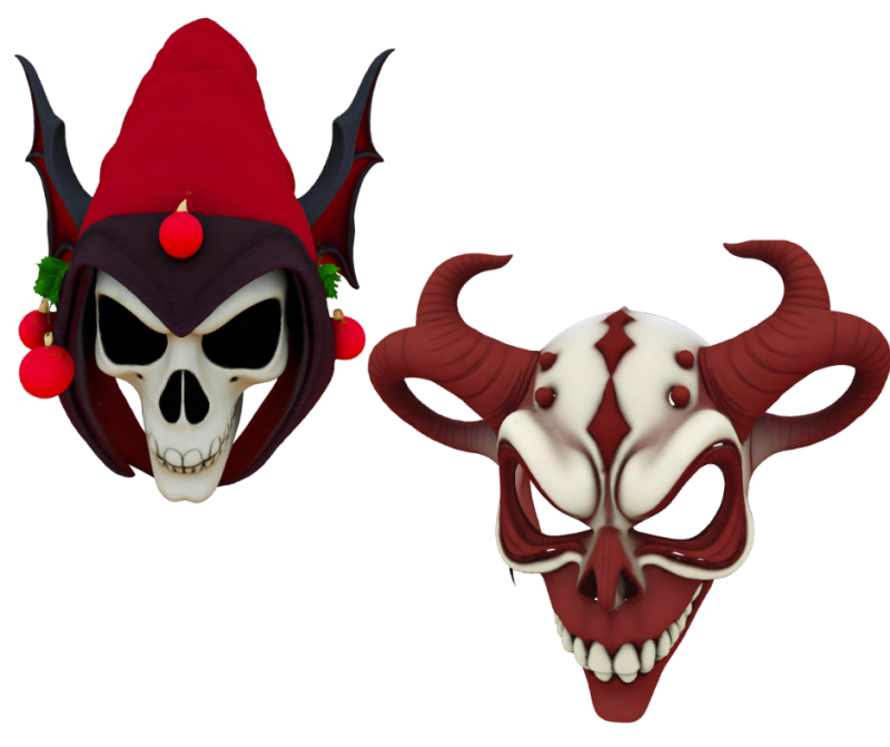 Stylized Horror Mask Collection 3D Model .c4d .max .obj .3ds .fbx .stl .blend 