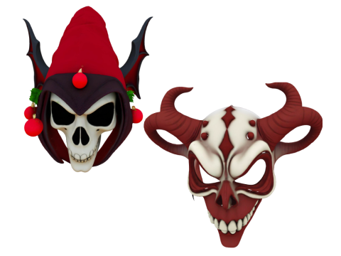 Sammlung stilisierter Horrormasken 3D Modell