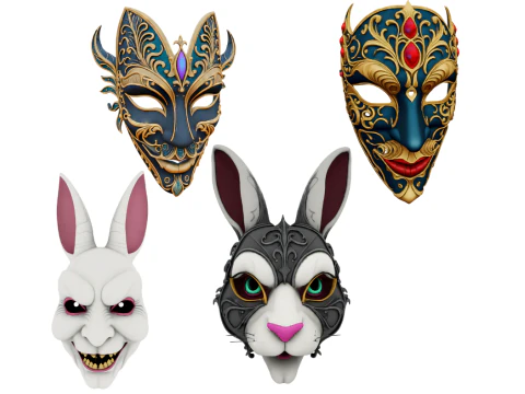Carnival Costume Mask Collection 3D Model