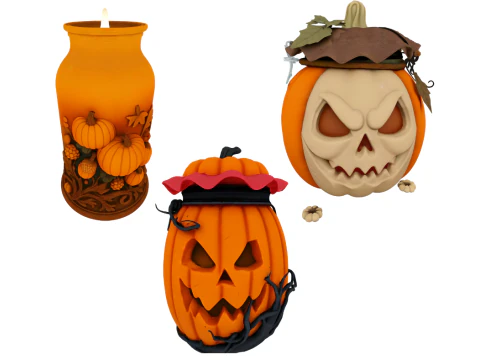 Autumn Halloween Decor Collection 3D Model
