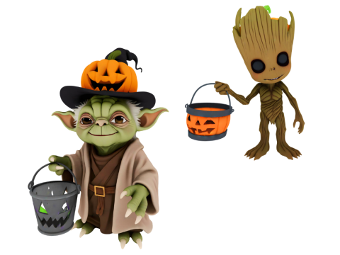 Pacote de personagens fofos de Halloween Modelo 3D