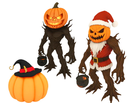 Cute Halloween Characters Pack 3D Model