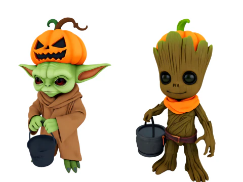 Cute Halloween Characters Pack 3D Model