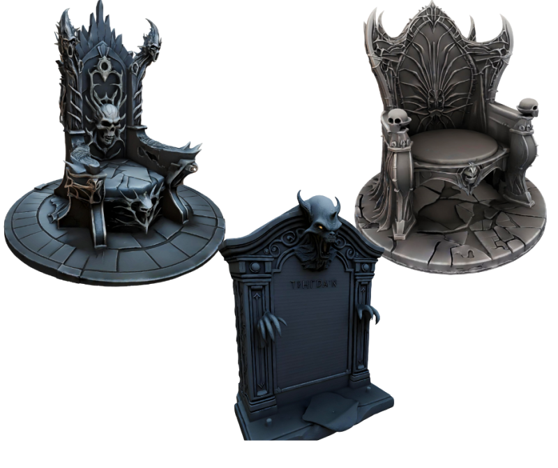 Halloween Gothic Throne Tombstone Pack 3D Model .c4d .max .obj .3ds .fbx .stl .blend 