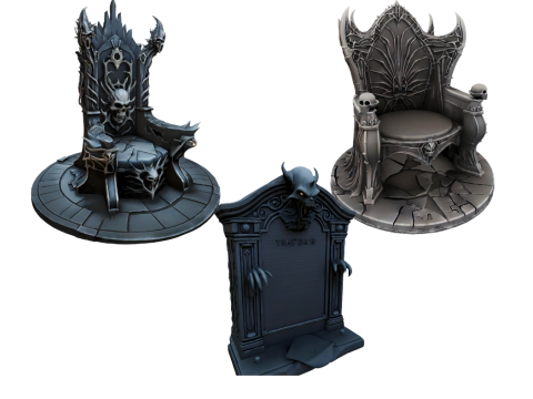 Halloween Gothic Throne Tombstone Pack 3D Model