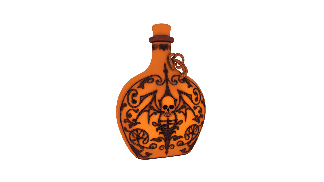 Pack Gothic bottle and flasks game reader 3D Model .c4d .max .obj .3ds .fbx .stl .blend 