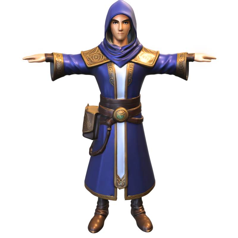 판타지 캐릭터 마법사 게임 리더 3D 모델 .c4d .max .obj .3ds .fbx .stl .blend 