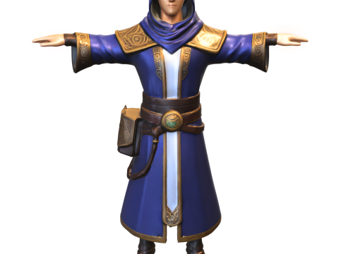 Fantezi karakter büyücü oyun okuyucusu 3D Model