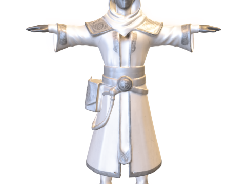 판타지 캐릭터 마법사 게임 리더 3D 모델