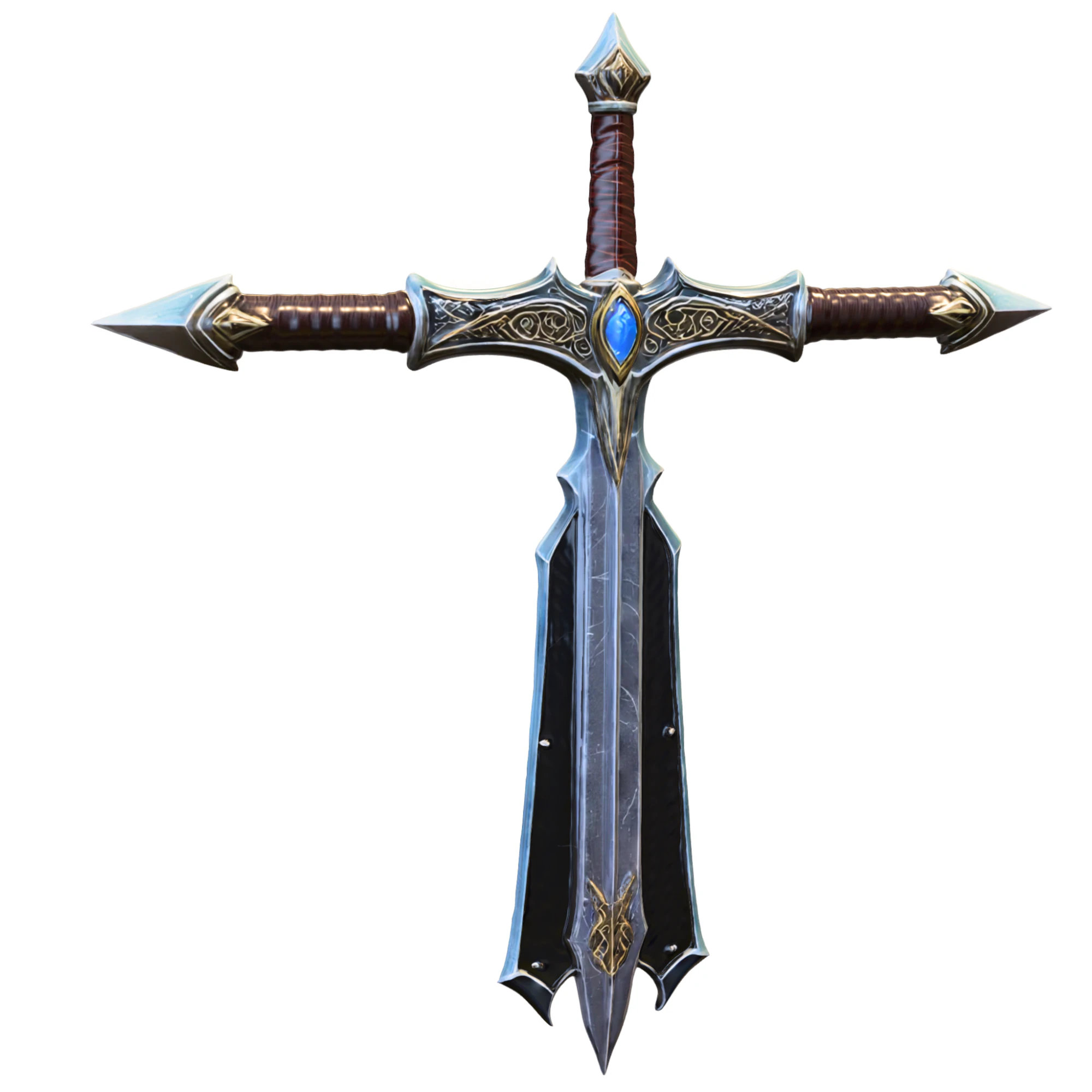 Fantasy sword game reader 3D Model .c4d .max .obj .3ds .fbx .stl .blend 
