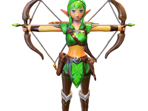 Читатель игр &laquo;Лесной эльф лучник&raquo; 3D Модель