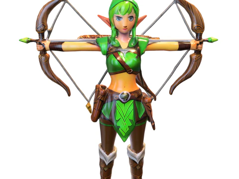 Читатель игр &laquo;Лесной эльф лучник&raquo; 3D Модель