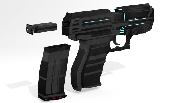 sci-fi pistol 3D 模型 .c4d .max .obj .3ds .fbx .stl .blend 