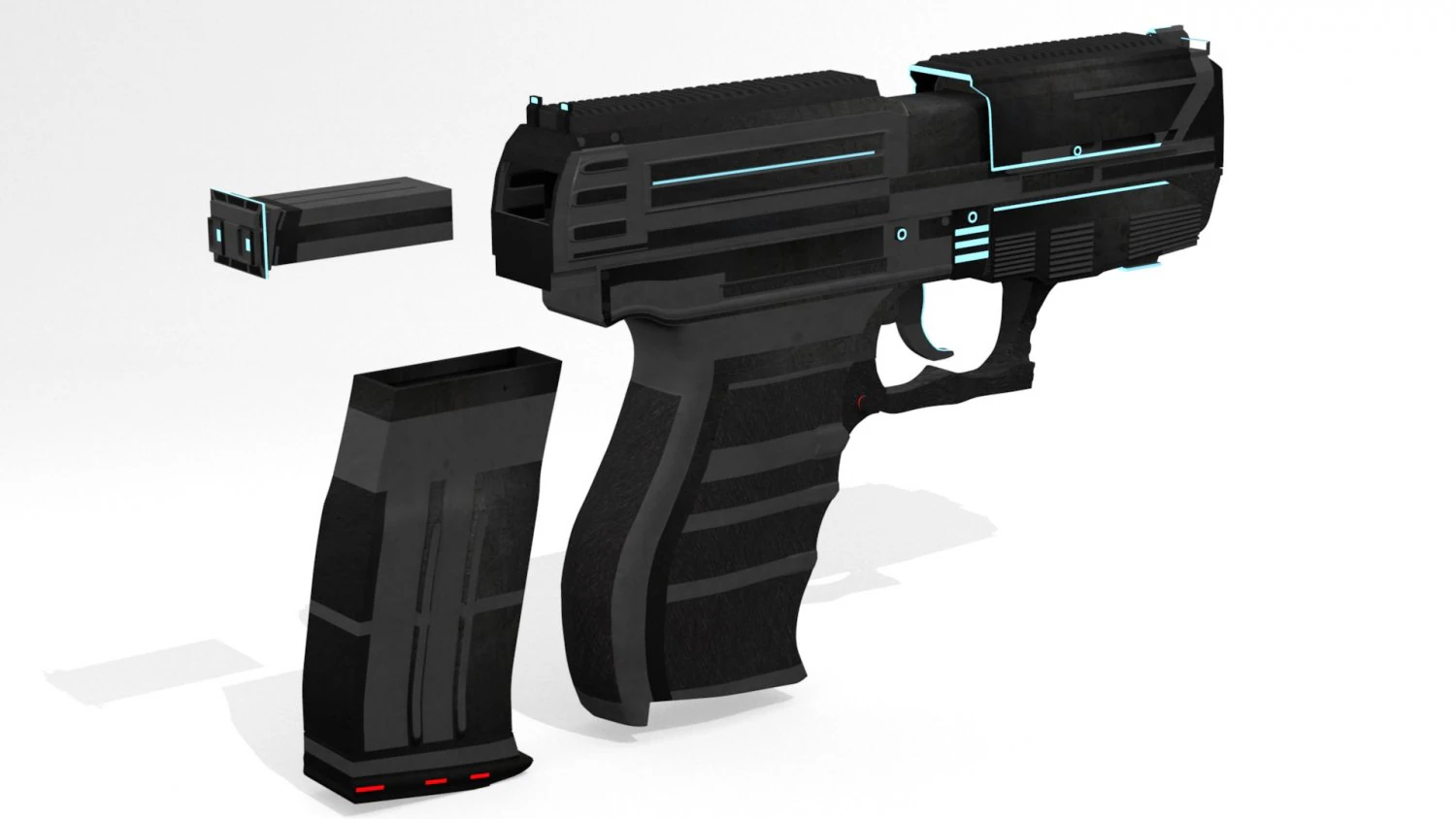 sci-fi pistol 3D Model .c4d .max .obj .3ds .fbx .stl .blend 