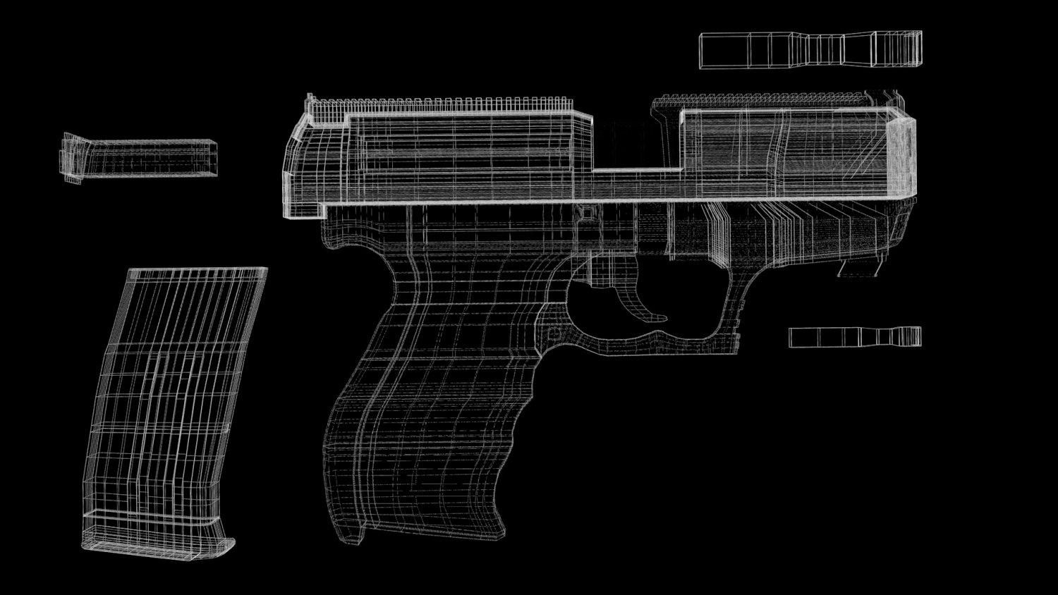 Pistol 3d model. Пистолет из киберпанка чертеж.