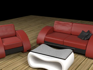 set di divani dal design moderno Modello 3D