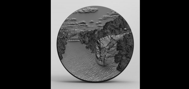 River bas-relief 3D print model Modelo de impresión 3D .c4d .max .obj .3ds .fbx .stl .blend 
