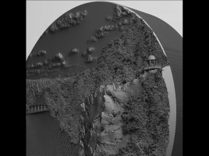 River bas-relief 3D print model 3D Print Model