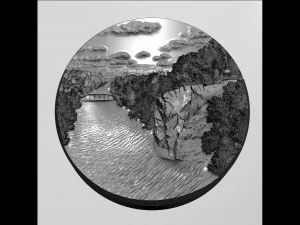 River bas-relief 3D print model 3D Print Model