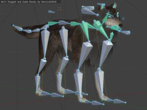 wolf rigged animated and game ready 3D Model