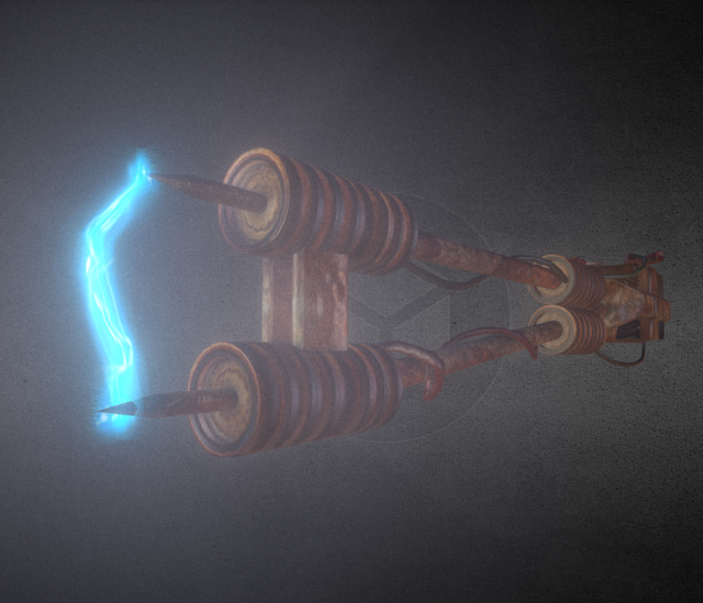 rusty stun spear powered by car battery Modello 3D .c4d .max .obj .3ds .fbx .stl .blend 