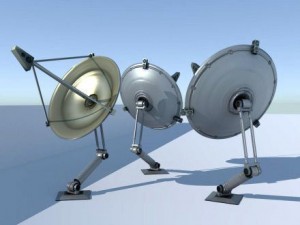 satellite dishes rigged and low poly 3D-Modell
