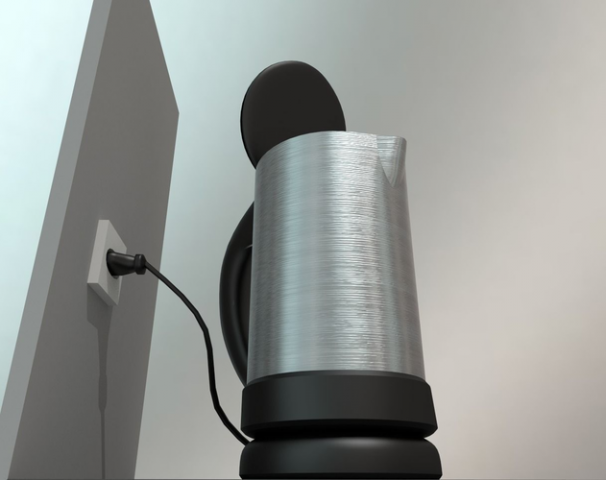 water boiler with rigged electric cable 3D Model .c4d .max .obj .3ds .fbx .stl .blend 