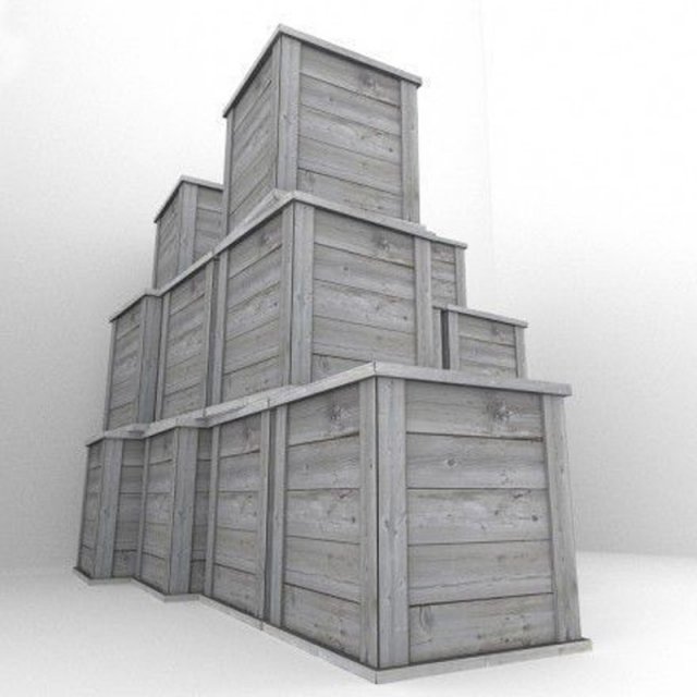 wood box with pieces for destruction effects 3D Model .c4d .max .obj .3ds .fbx .stl .blend