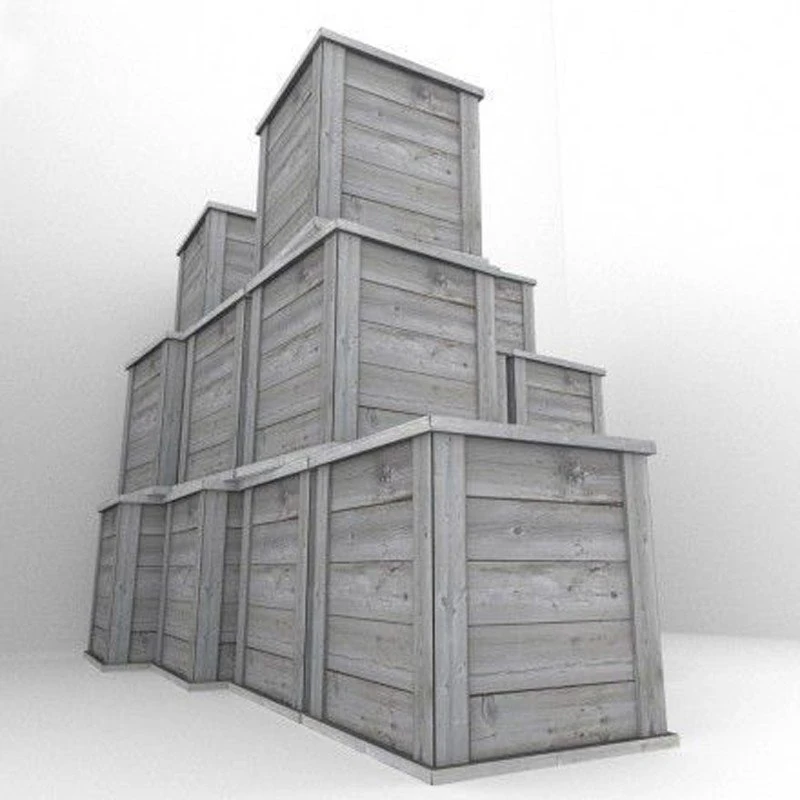 wood box with pieces for destruction effects 3D Model .c4d .max .obj .3ds .fbx .stl .blend 
