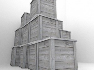 wood box with pieces for destruction effects 3D 모델