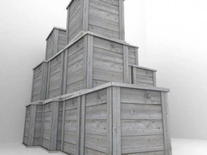 дерев'яний ящик з деталями для ефектів руйнування 3D Модель