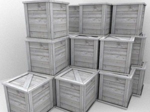 wood box with pieces for destruction effects 3D Model