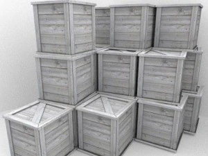 wood box with pieces for destruction effects 3D Model