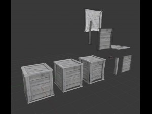 wood box with pieces for destruction effects 3D Model