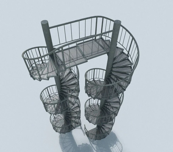 aluminum spiral staircases 3D Model .c4d .max .obj .3ds .fbx .stl .blend 
