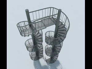 알루미늄 나선형 계단 3D 모델