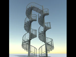 aluminum spiral staircases 3D Model