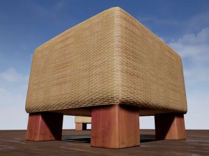 basket stool high and low poly 3D Model