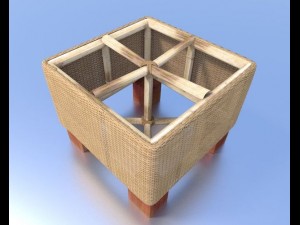 basket stool high and low poly 3D Model