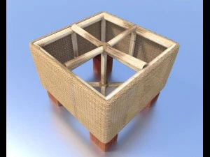 basket stool high and low poly 3D Model