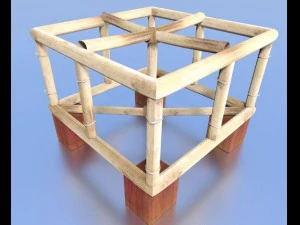 basket stool high and low poly 3D Model