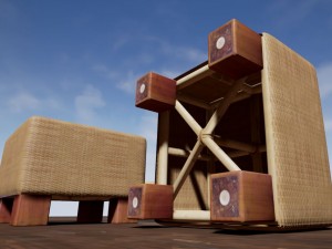 basket stool high and low poly 3D Model