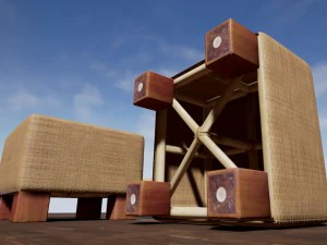 basket stool high and low poly 3D Model