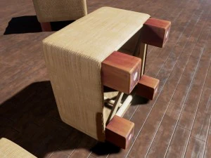 basket stool high and low poly 3D Model