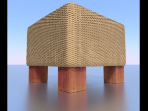 basket stool high and low poly 3D Model