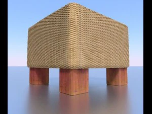 basket stool high and low poly 3D Model