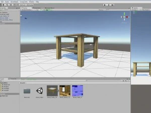 table made of wood with glass top 3D Model