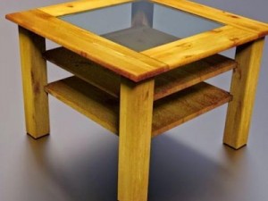 table made of wood with glass top Modello 3D